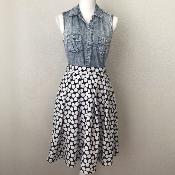 Le Lis Dresses & Skirts - 4/$25 LE LIS Black/White Polka Dots Skirt Size M